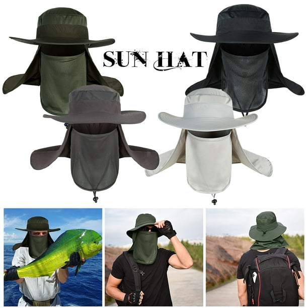 Bucket Hat Boonie Hiking Fishing Outdoor Sun Cap Wide Brim Brim Neck Face Flap